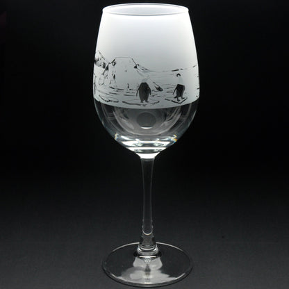 Penguin Crystal Wine Glass - Hand Etched/Engraved Gift