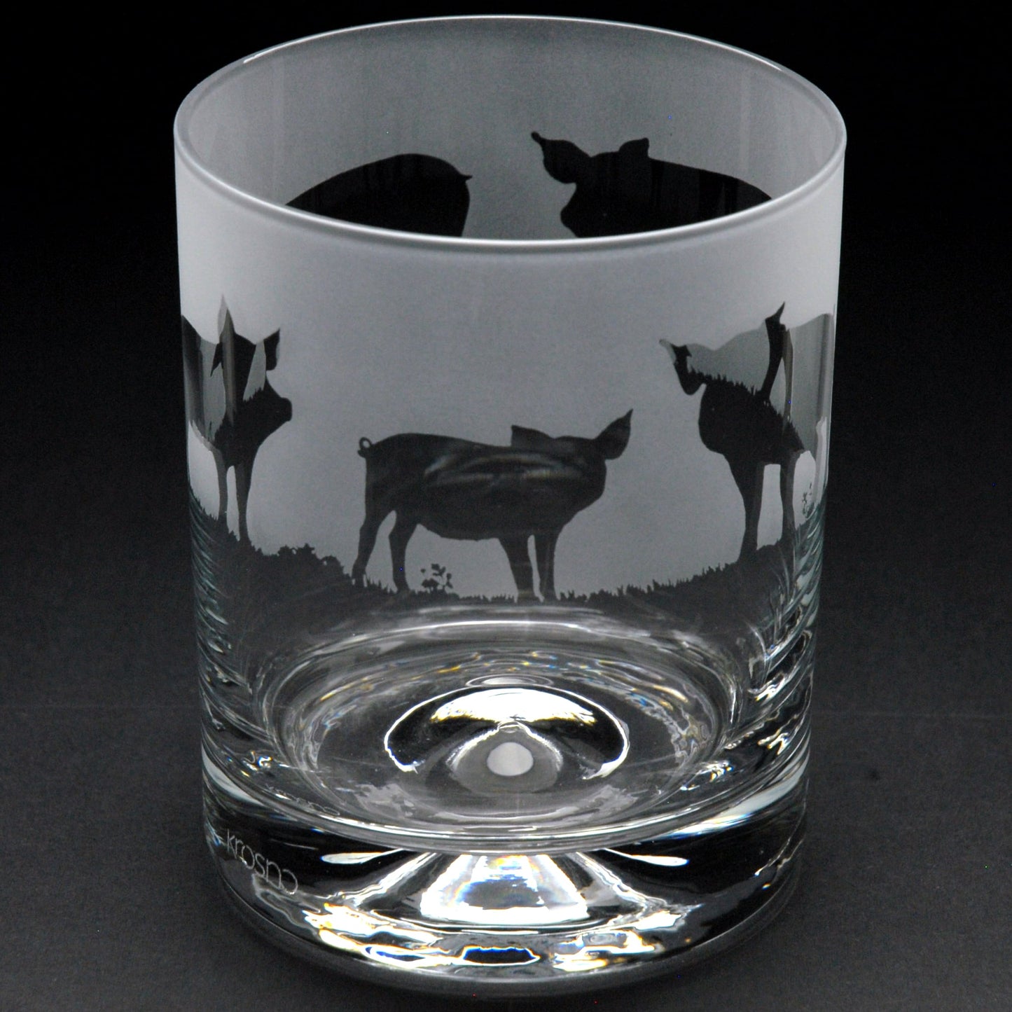 Pig Whiskey Tumbler Glass - Hand Etched/Engraved Gift