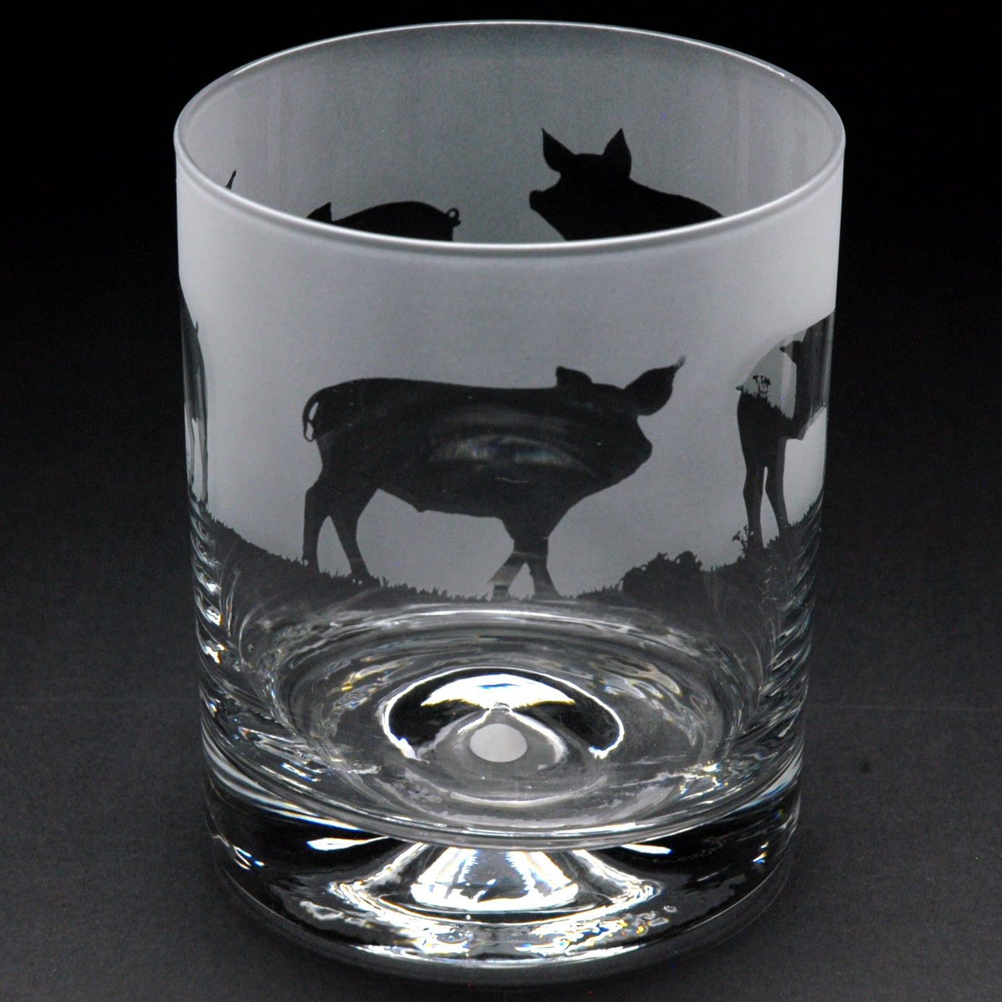 Pig Whiskey Tumbler Glass - Hand Etched/Engraved Gift