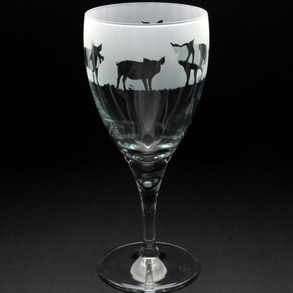 Pig Crystal Wine Glass - Hand Etched/Engraved Gift