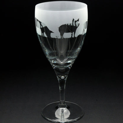 Pig Crystal Wine Glass - Hand Etched/Engraved Gift