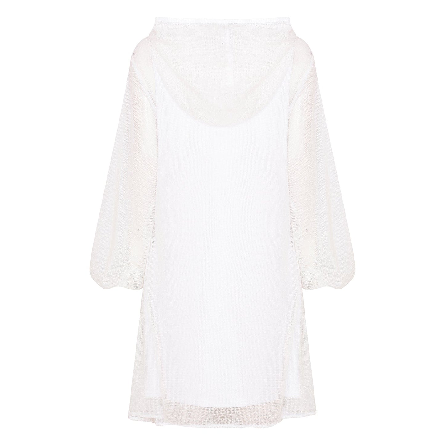 Aphrodite White Holiday Resort Midi Dress With Hoodie Inclusive Plus Size Short Version