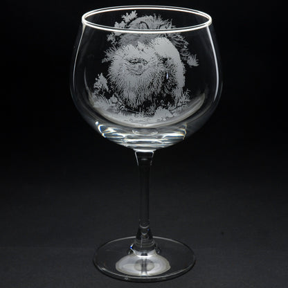 Pomeranian Dog Gin Cocktail Glass - Hand Etched/Engraved Gift