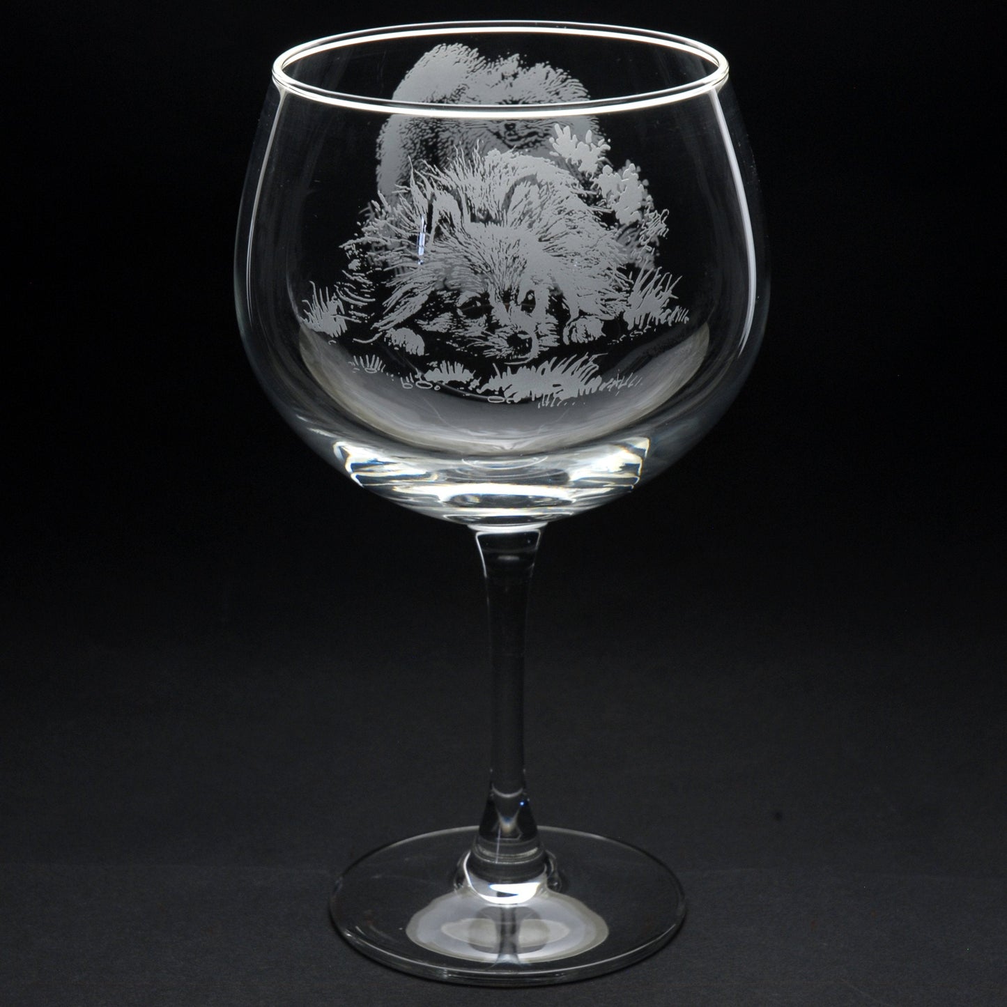 Pomeranian Dog Gin Cocktail Glass - Hand Etched/Engraved Gift