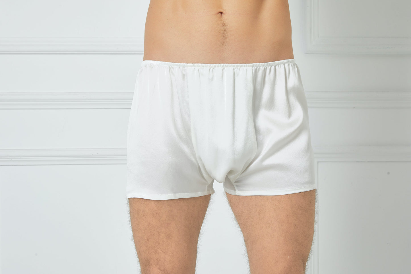 Pearl White Pure Mulberry Silk Men's Trunks | Low Rise | 19 Momme | Soar Collection