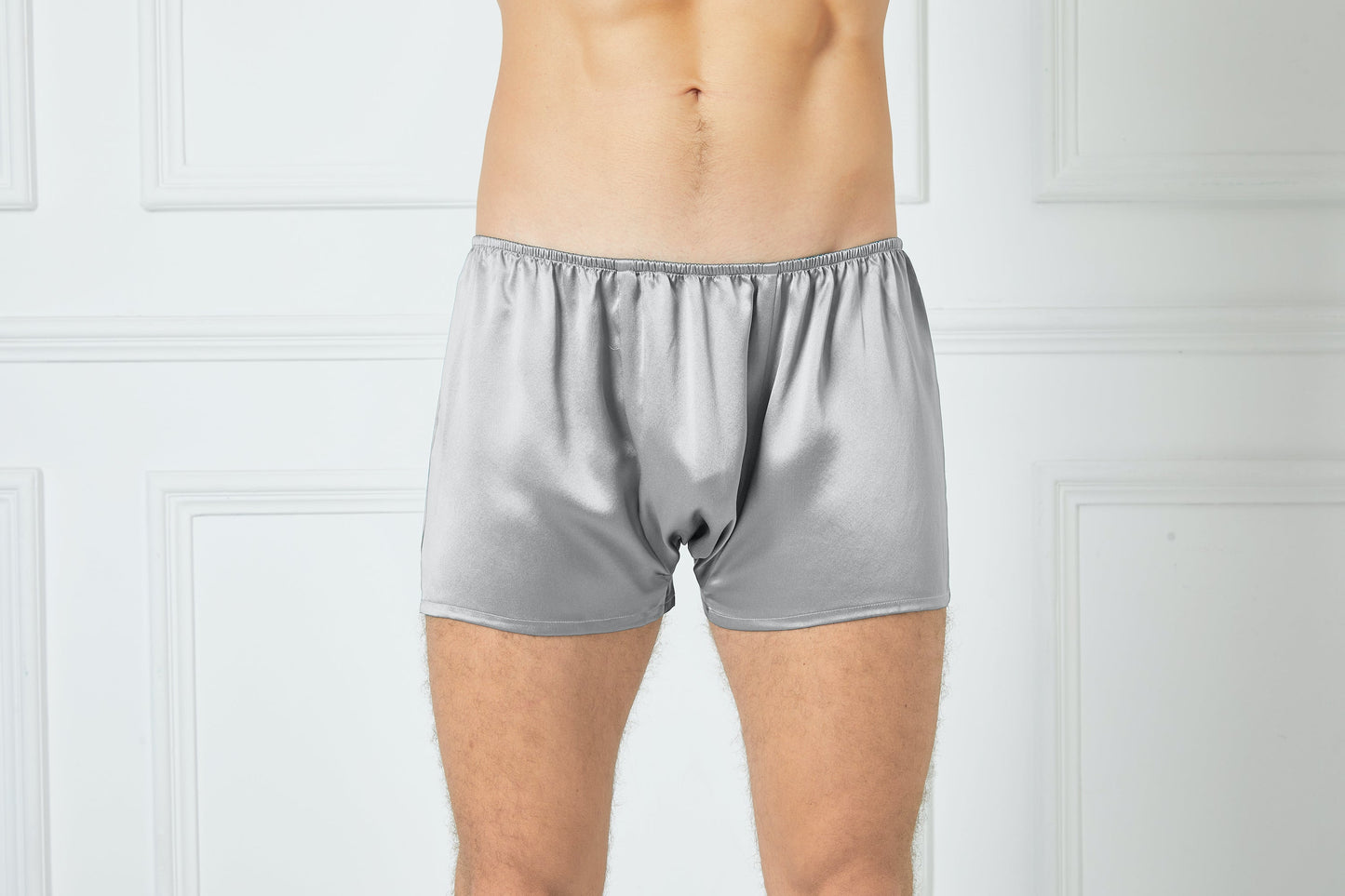 Silver Grey Pure Mulberry Silk Men's Trunks | Low Rise | 19 Momme | Soar Collection