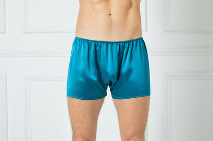 Turquoise Pure Mulberry Silk Men's Trunks | Low Rise | 19 Momme | Soar Collection