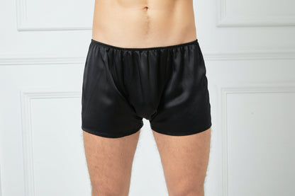 Black Pure Mulberry Silk Men's Trunks | Low Rise | 19 Momme | Soar Collection