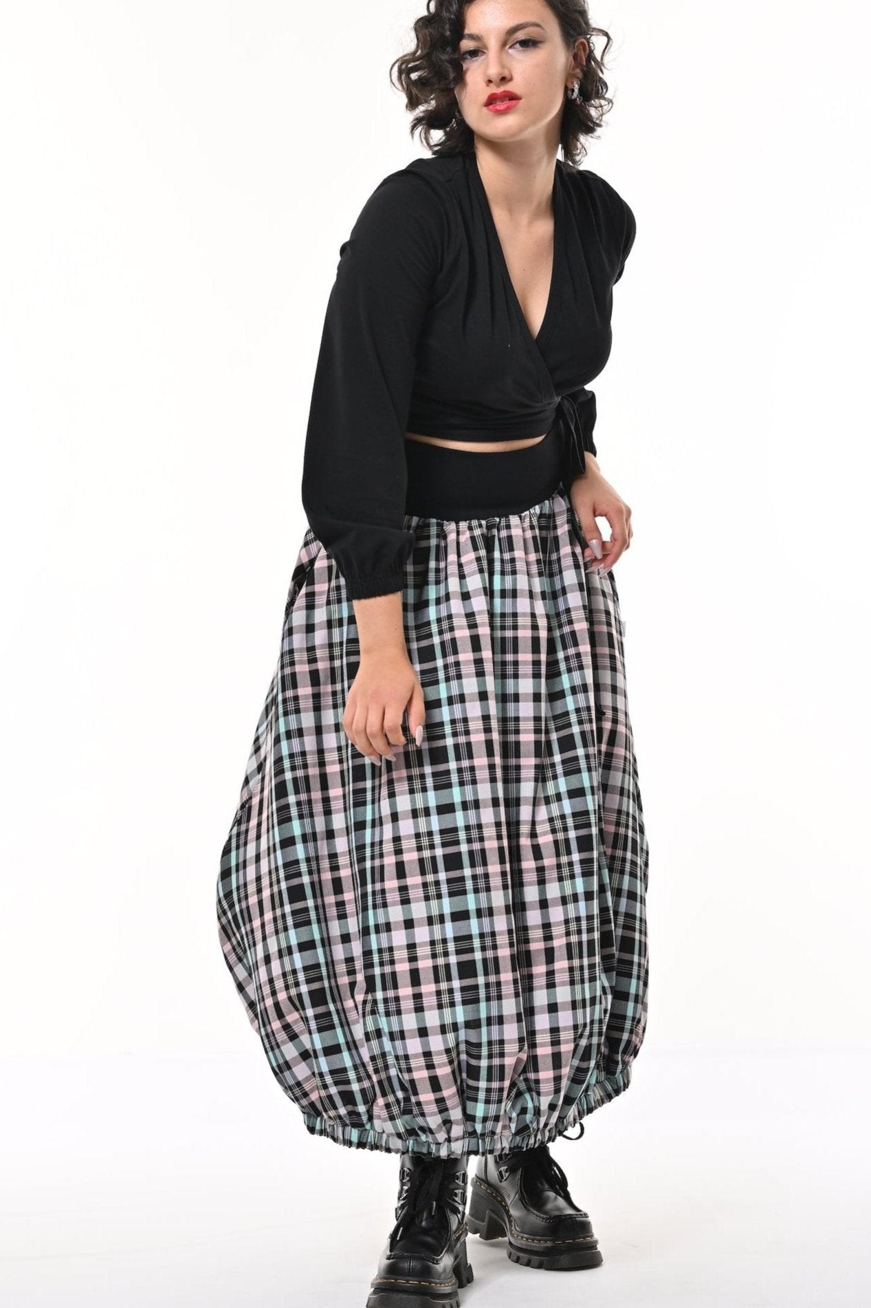 Ram Parachute Skirt In Pastel Check