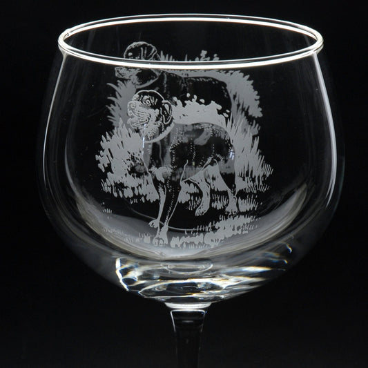 Rottweiler Dog Gin Cocktail Glass - Hand Etched/Engraved Gift