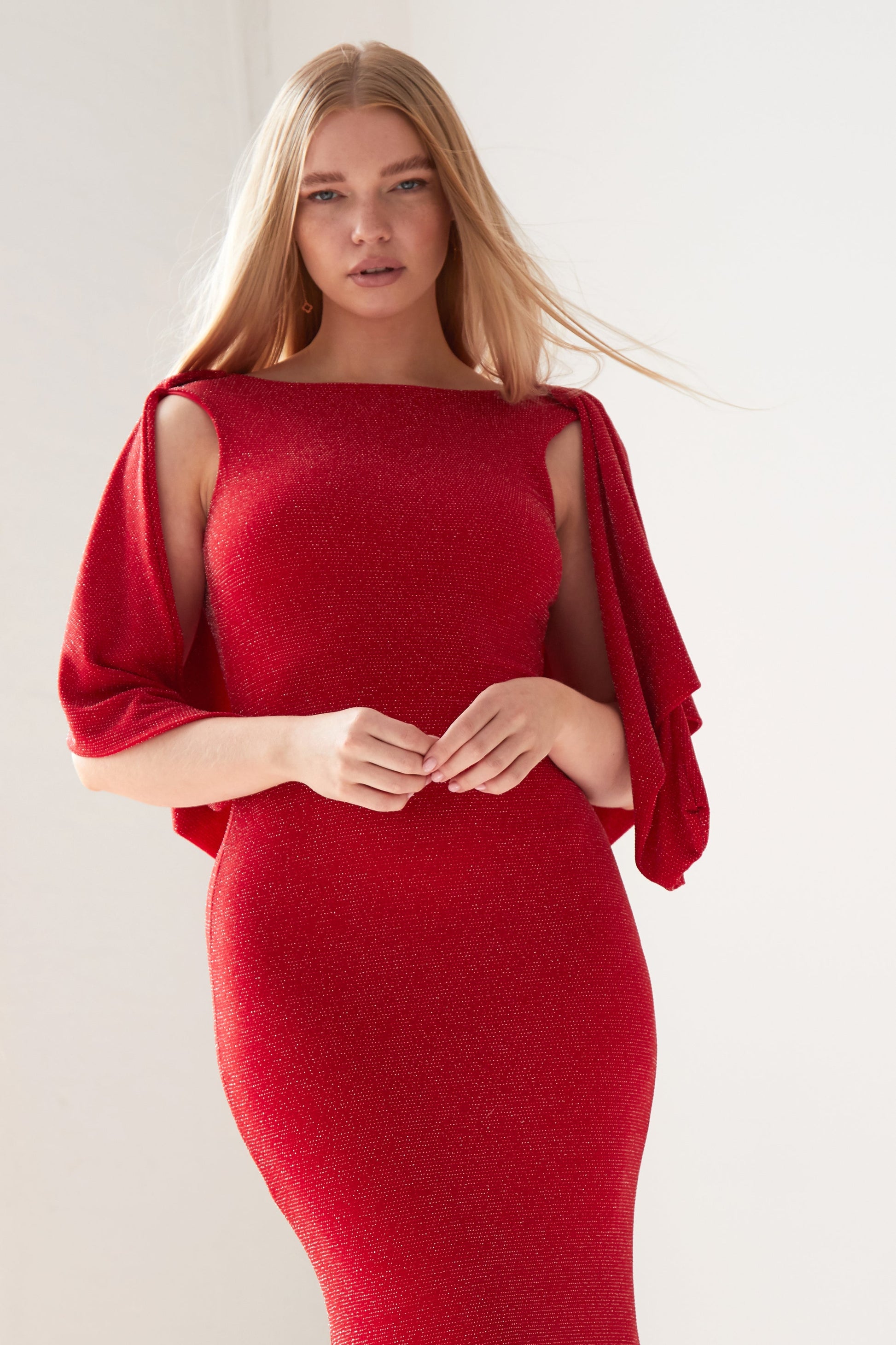 Red Cowl Back Gown - Sarvin