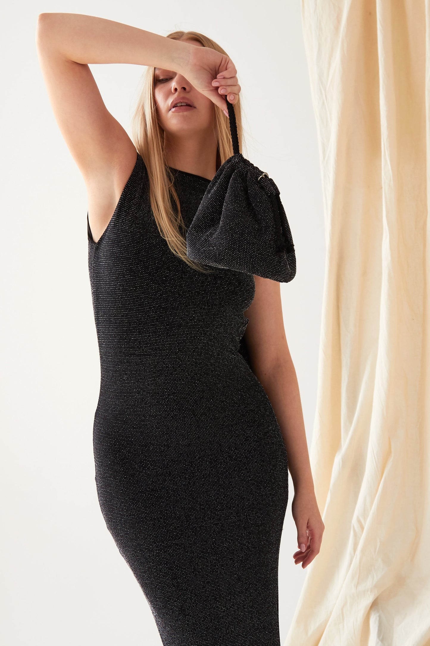 Black Cowl Back Gown - Sarvin