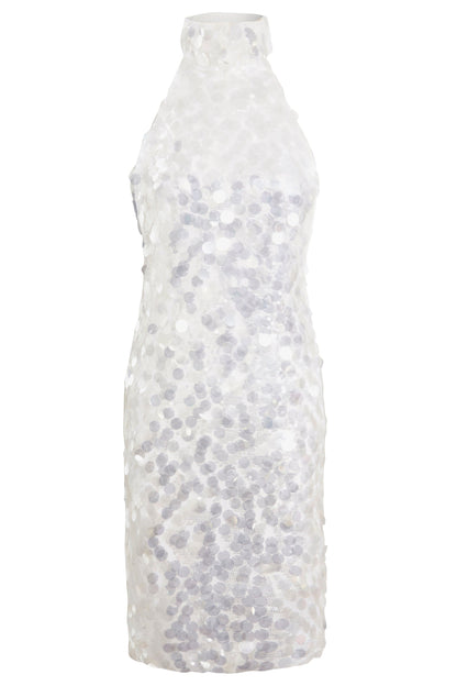 white sequin mini dress