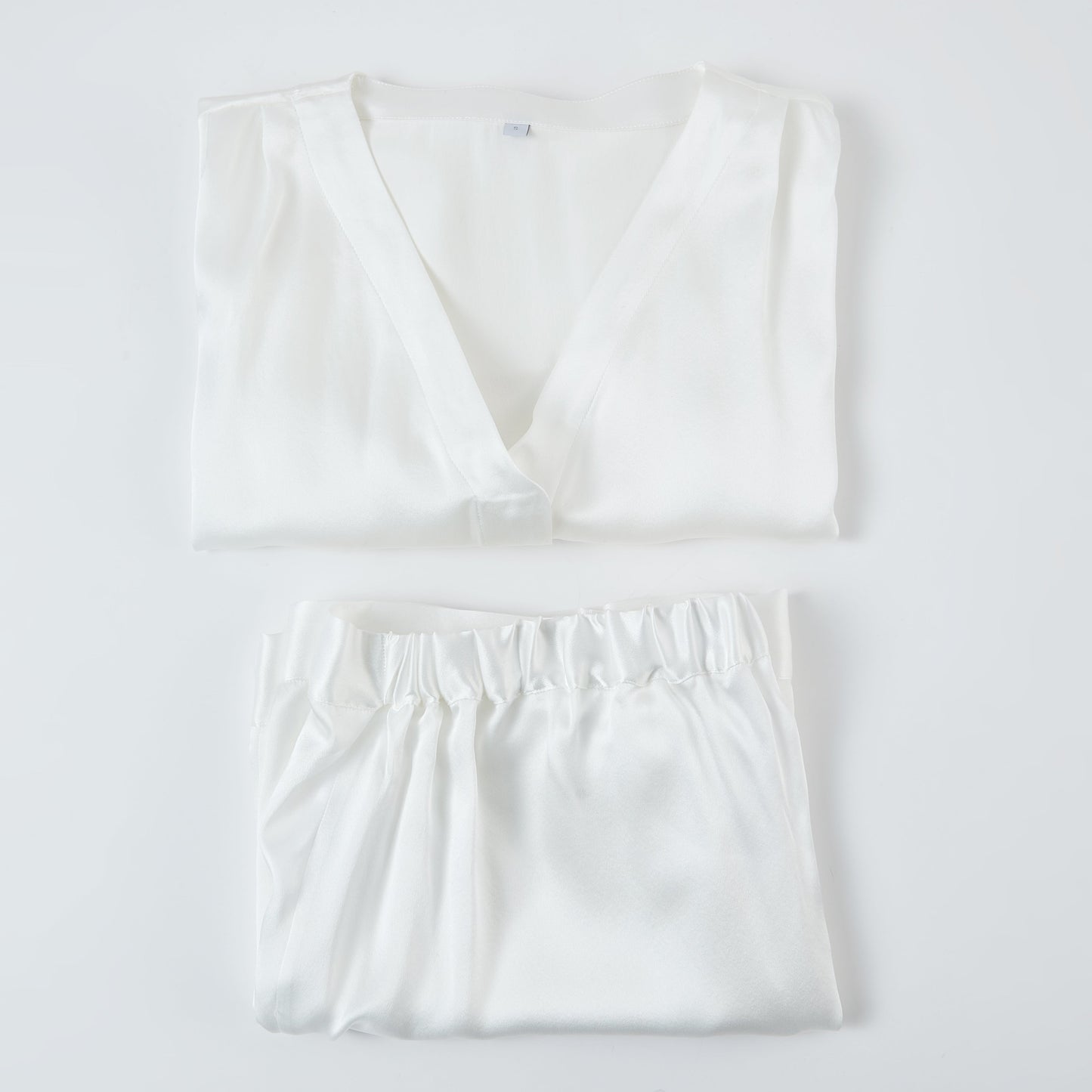 Pearl White Pure Mulberry Silk Top and Shorts Set | Soar Collection