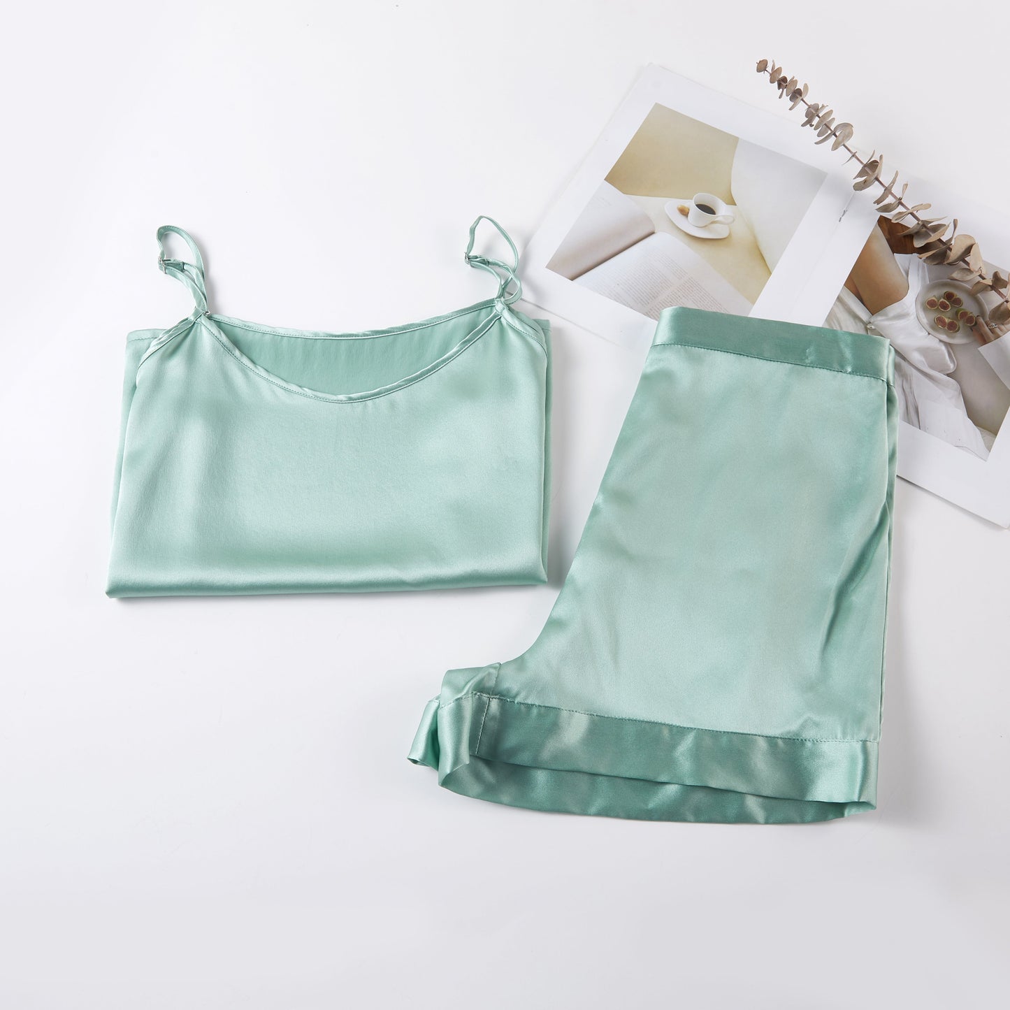 Jade Green Pure Mulberry Silk Camisole with Adjustable Straps | Relaxed Fit | 19 Momme | Soar Collection