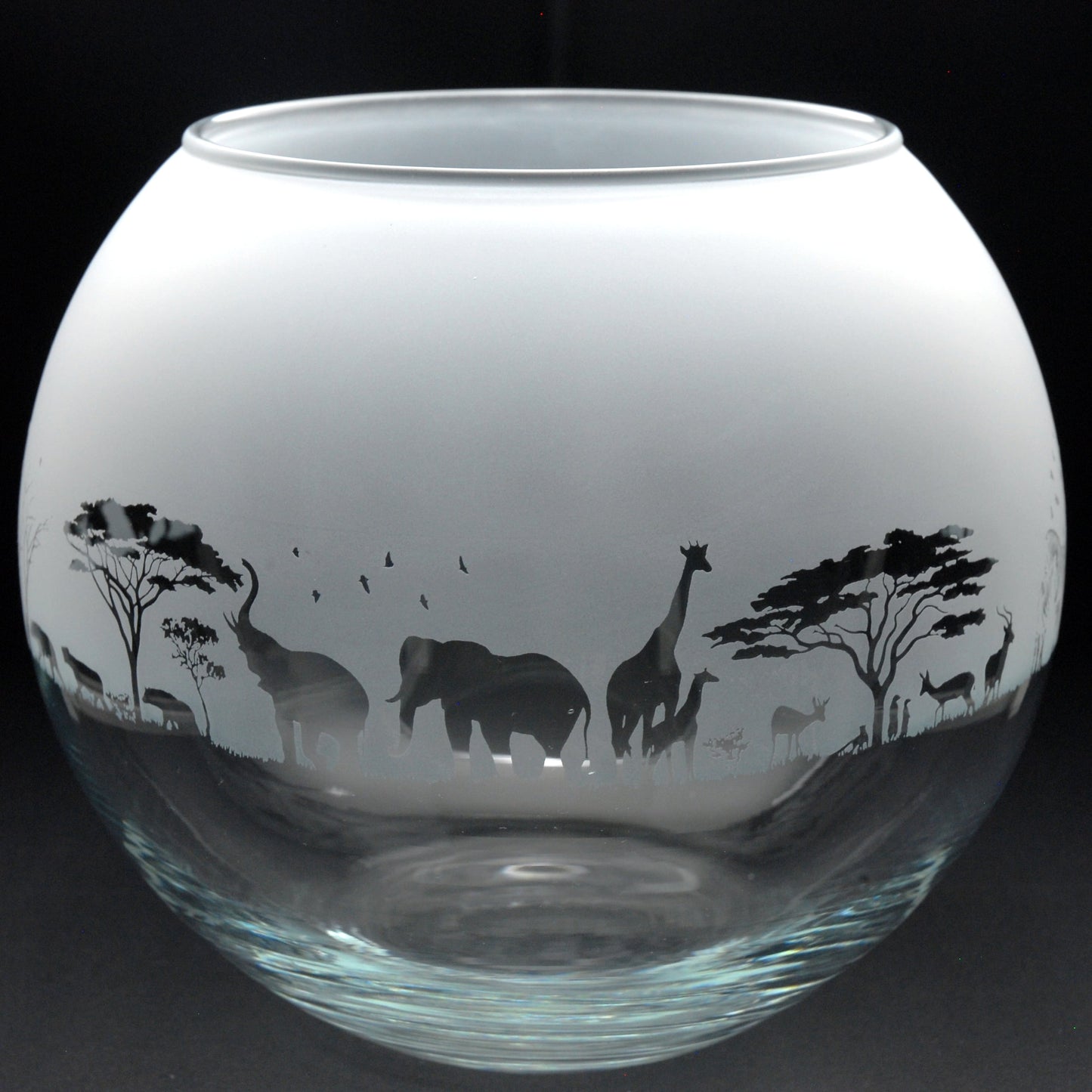 Safari Glass Flora Bowl Vase - Hand Etched/Engraved Gift