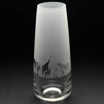 Safari Glass Bud Vase- Hand Etched/Engraved Gift