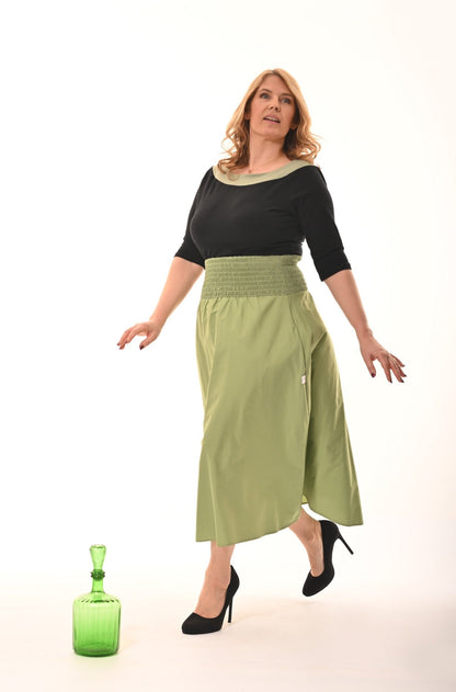 Orchid Midi Skirt With Pockets In Sage