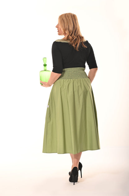 Orchid Midi Skirt With Pockets In Sage