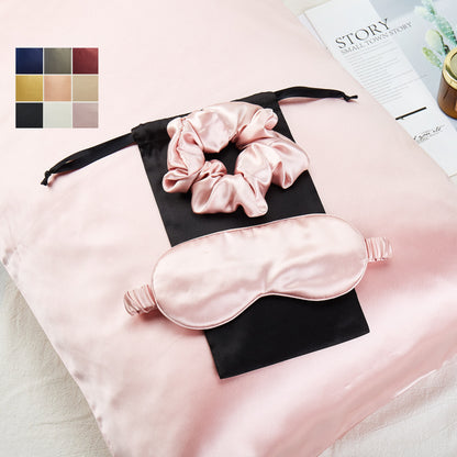 Pure Mulberry Silk Pillowcase, Eye Mask and Scrunchies Gift Set | Standard, Queen & King | 22 Momme | Float Collection