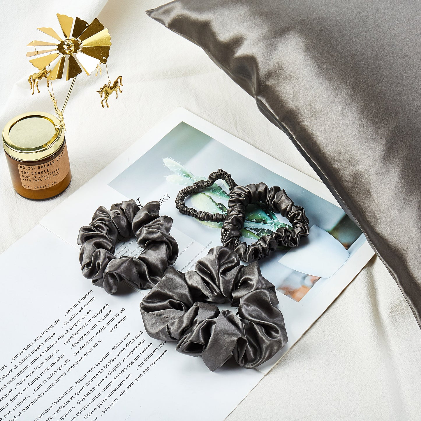 Pure Mulberry Silk Pillowcase, Eye Mask and Scrunchies Gift Set | Standard, Queen & King | 22 Momme | Float Collection