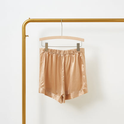 Champagne Pure Mulberry Silk Shorts | High-Waisted | 19 Momme | Soar Collection