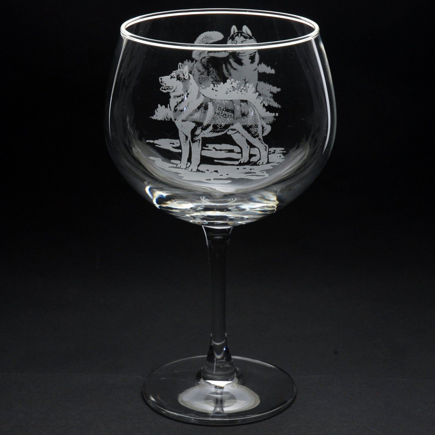 Siberian Husky Dog Gin Cocktail Glass - Hand Etched/Engraved Gift