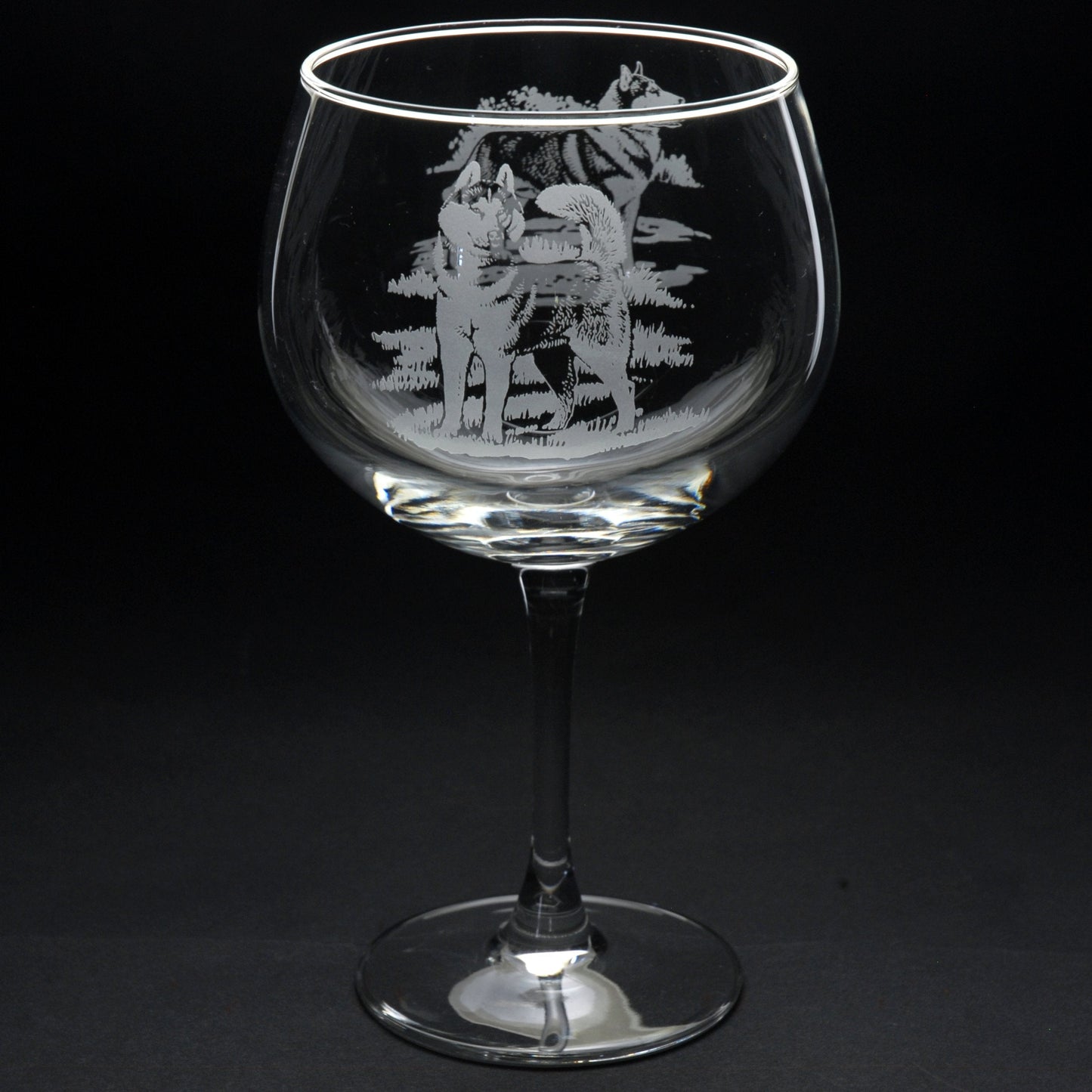 Siberian Husky Dog Gin Cocktail Glass - Hand Etched/Engraved Gift