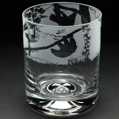 Sloth Whiskey Tumbler Glass - Hand Etched/Engraved Gift