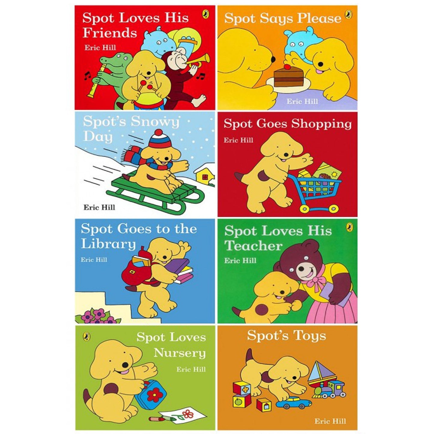 Spot Story Collection 8 Books Set Pack by Eric Hill - Spot Loves Nursery, Spot Goes Shopping, Spot Toys, Spot Loves his Teacher, Spot Goes to the Li