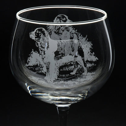 Springer Spaniel Dog Gin Cocktail Glass - Hand Etched/Engraved Gift