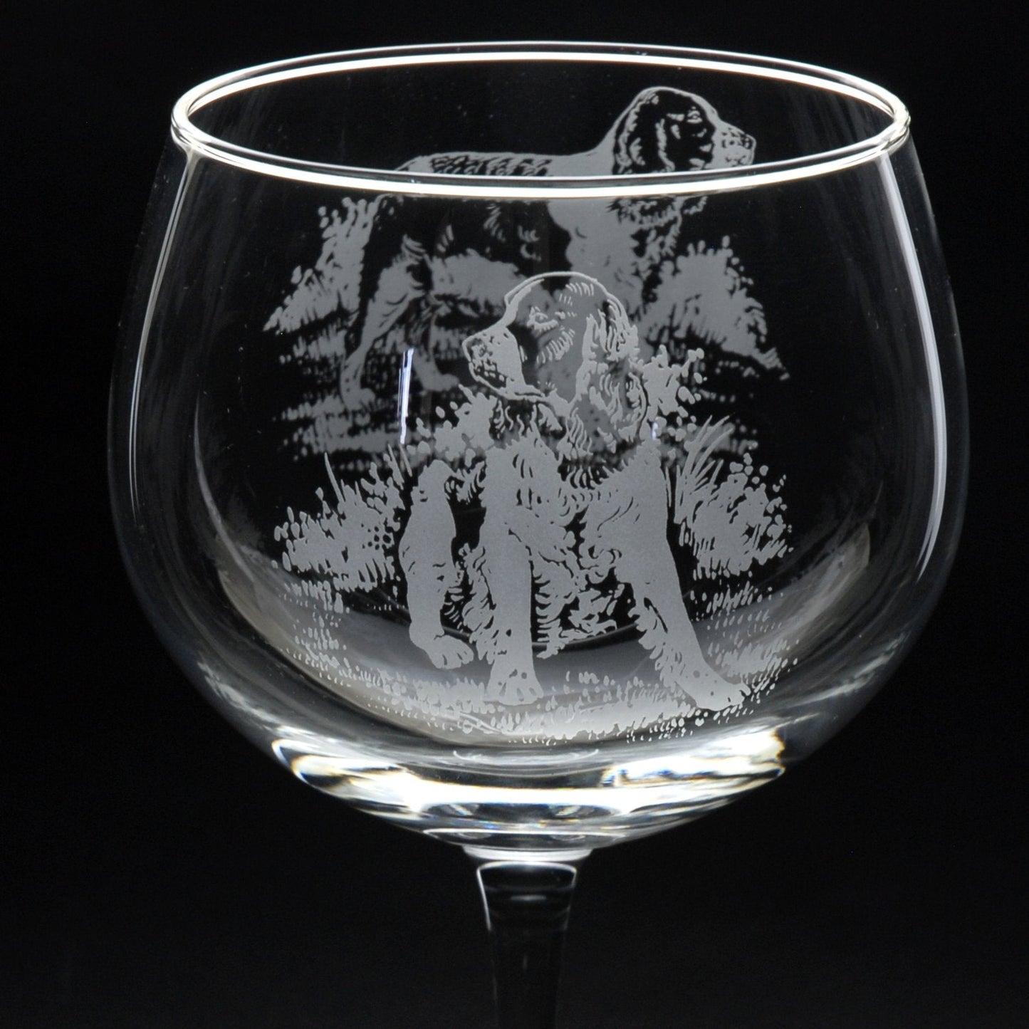 Springer Spaniel Dog Gin Cocktail Glass - Hand Etched/Engraved Gift