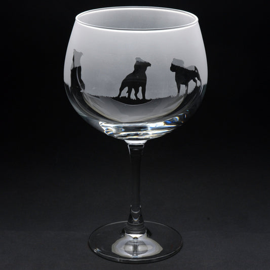 Staffy Dog Gin Cocktail Glass - Hand Etched/Engraved Gift