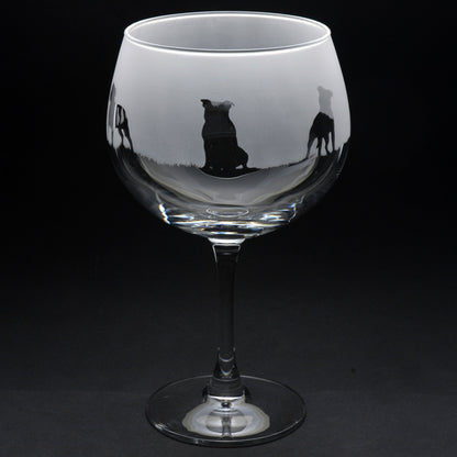 Staffy Dog Gin Cocktail Glass - Hand Etched/Engraved Gift