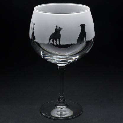 Staffy Dog Gin Cocktail Glass - Hand Etched/Engraved Gift