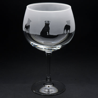 Staffy Dog Gin Cocktail Glass - Hand Etched/Engraved Gift