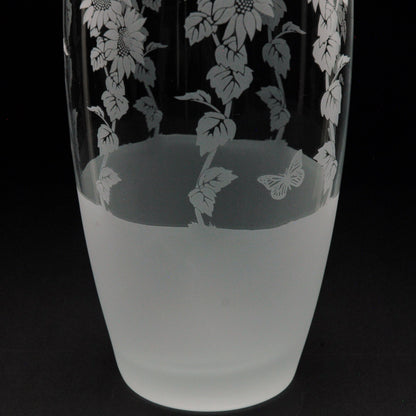 Sunflower Glass Botanica Vase - Hand Etched/Engraved Gift