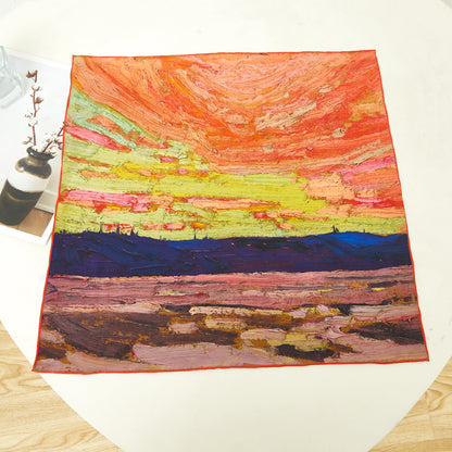 Sunset by Tom Thomson | Oil Painting Large / Small Square Pure Silk Head Scarf | Canadian Artist Collection