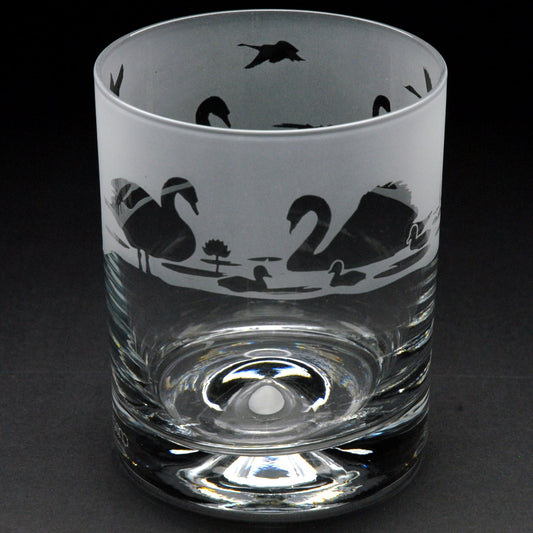 Swan Whiskey Tumbler Glass - Hand Etched/Engraved Gift