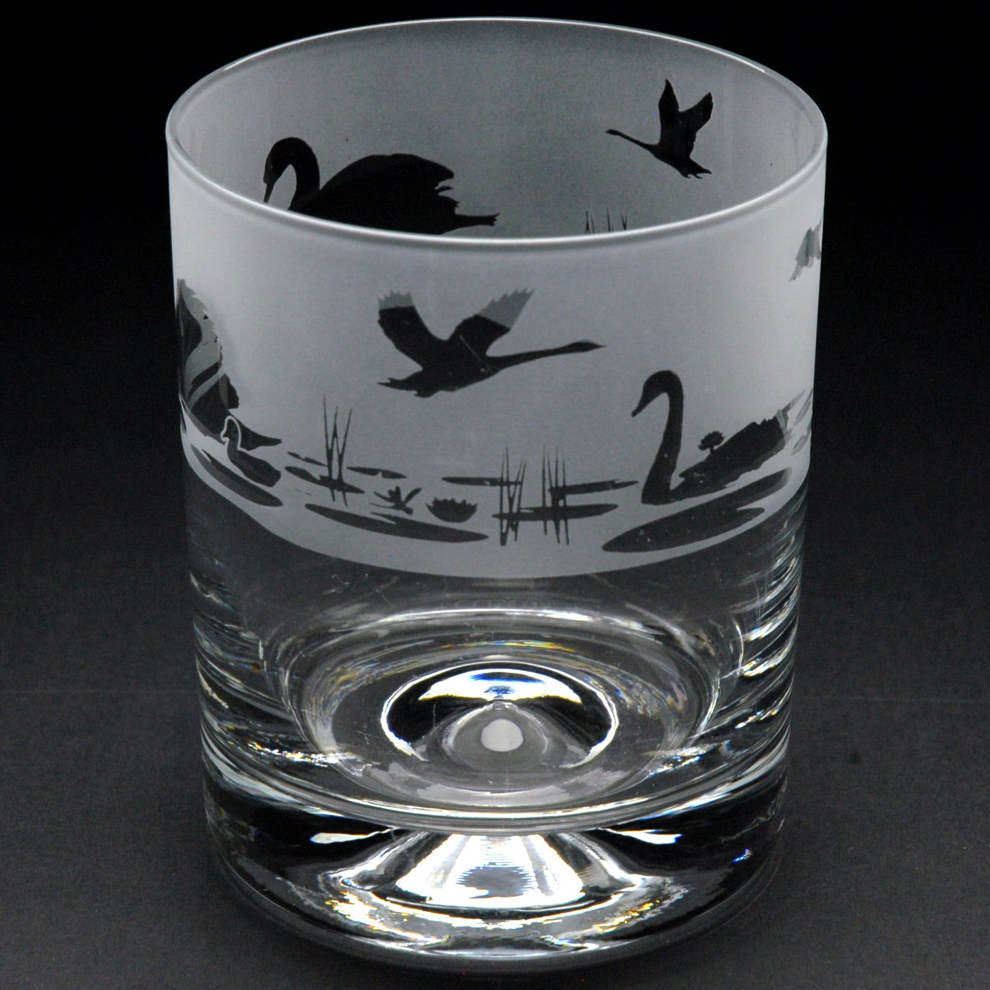 Swan Whiskey Tumbler Glass - Hand Etched/Engraved Gift