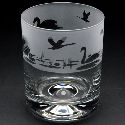 Swan Whiskey Tumbler Glass - Hand Etched/Engraved Gift