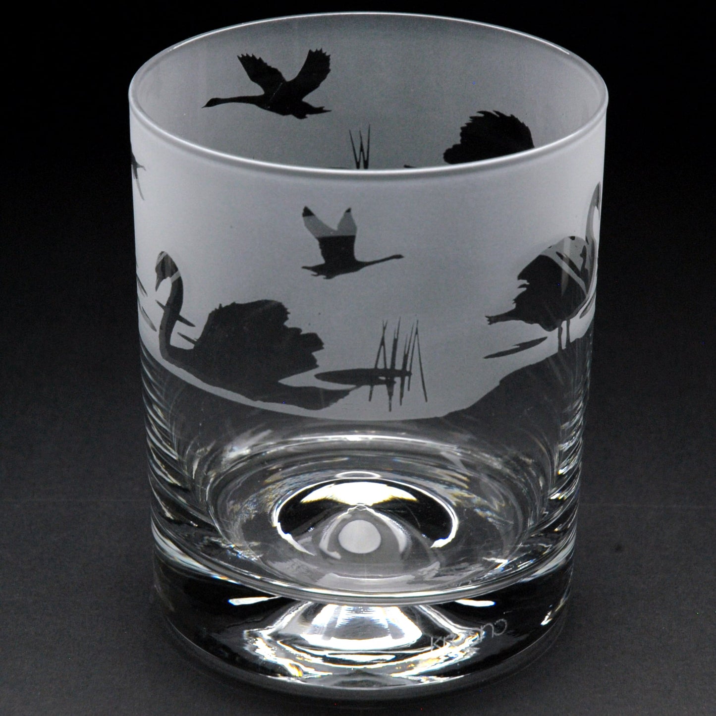 Swan Whiskey Tumbler Glass - Hand Etched/Engraved Gift