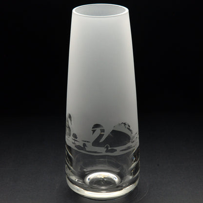 Swan Glass Bud Vase - Hand Etched/Engraved Gift