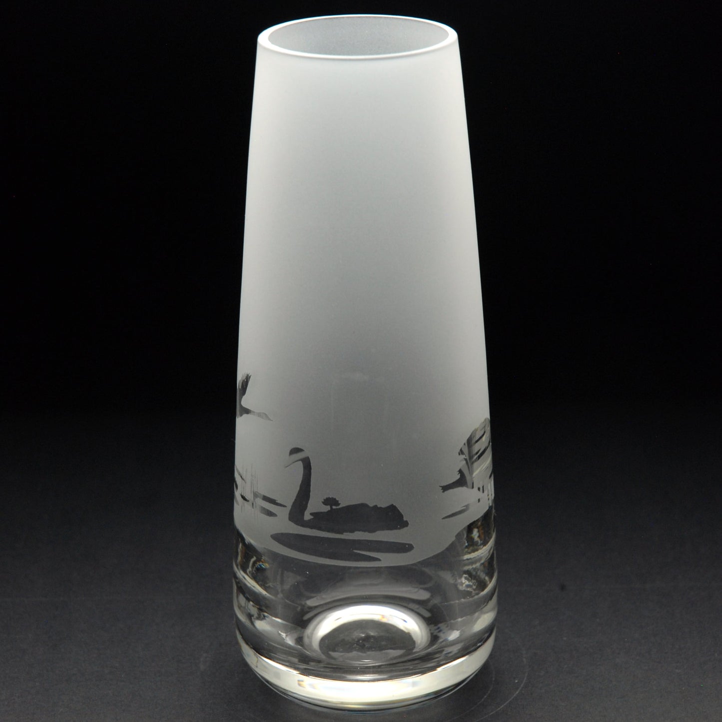 Swan Glass Bud Vase - Hand Etched/Engraved Gift