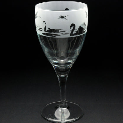 Swan Crystal Wine Glass - Hand Etched/Engraved Gift