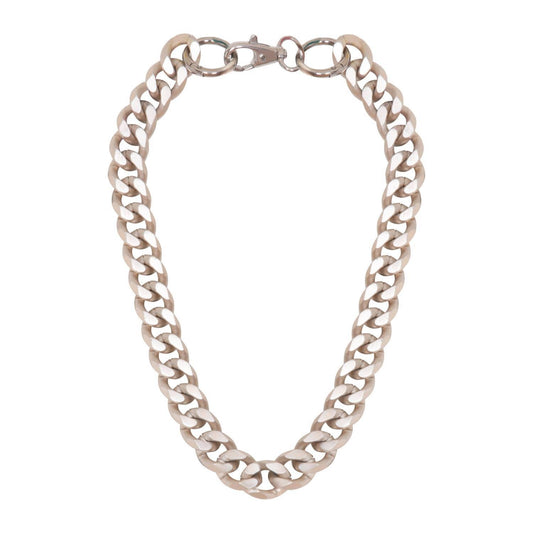 Unisex Chunky Silver Aluminium Chain Necklace - Matinee Length 22 Inch - Cleopatra