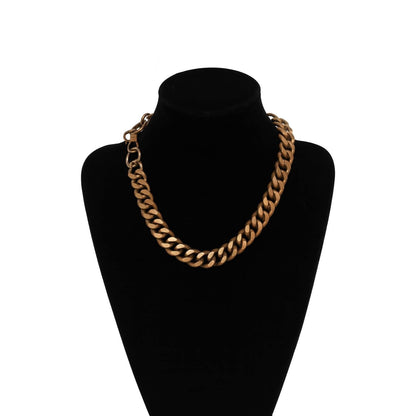 Unisex Chunky Gold Aluminium Chain Necklace - Matinee Length 22 Inch - Cleopatra
