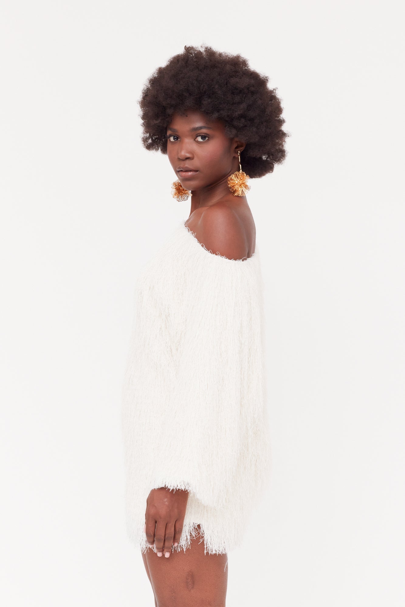 TALISA White Tassel Mini Dress