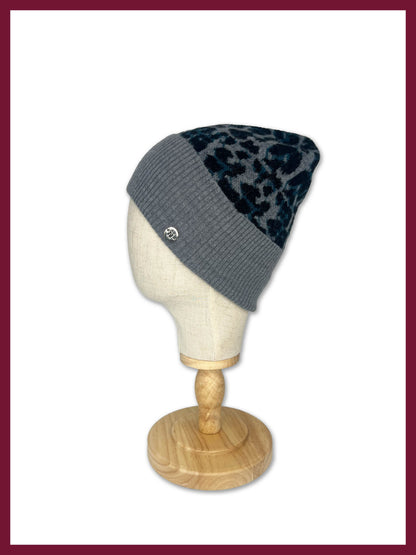 Darcy Leopard Beanie - Grey Mix