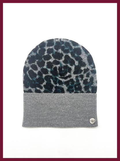Darcy Leopard Beanie - Grey Mix
